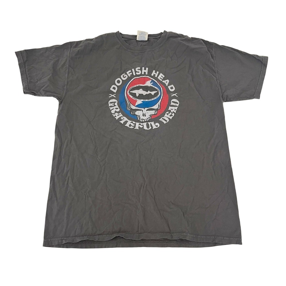 Dogfish Head Brewery Grateful Dead Shirt Gray Beer Steal Your Face Mens Large
